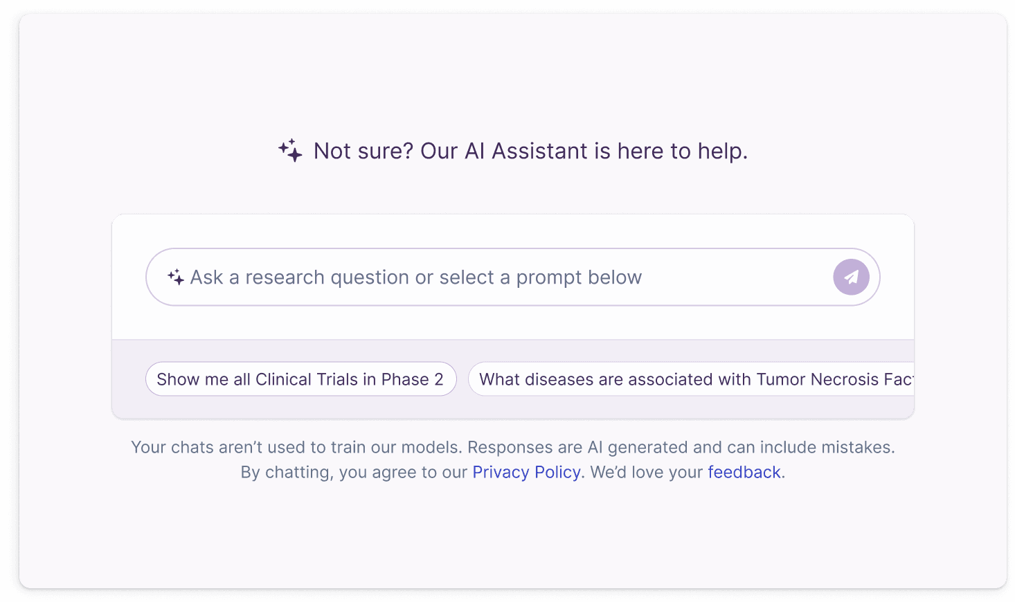 AI Assistant landing prompt card