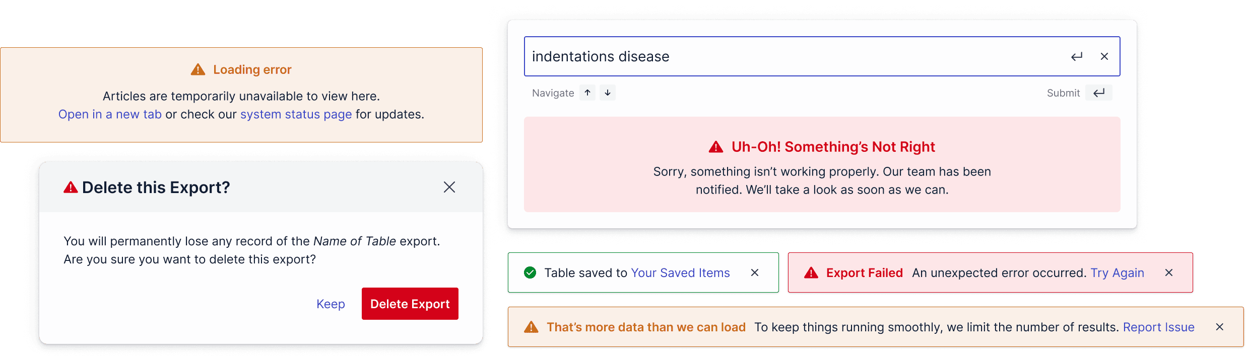 Error states and feedback patterns
